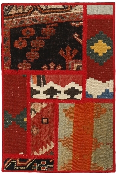 Handgeknüpfter persischer Teppich &Kelim Patchwork