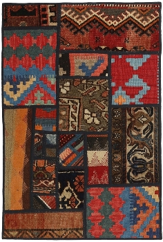 Handgeknüpfter persischer Teppich &Kelim Patchwork