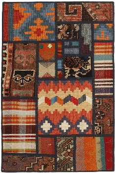 Handgeknüpfter persischer Teppich &Kelim Patchwork