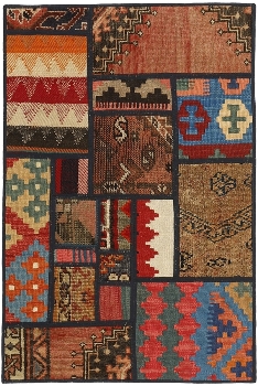 Handgeknüpfter persischer Teppich &Kelim Patchwork