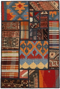 Handgeknüpfter persischer Teppich &Kelim Patchwork