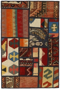 Handgeknüpfter persischer Teppich &Kelim Patchwork