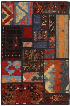 Handgeknüpfter persischer Teppich &Kelim Patchwork