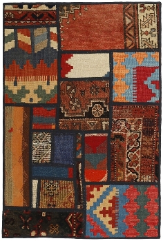 Handgeknüpfter persischer Teppich &Kelim Patchwork
