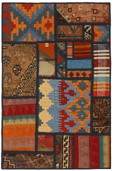 Handgeknüpfter persischer Teppich &Kelim Patchwork