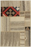 Handgeknüpfter persischer Teppich &Kelim Patchwork