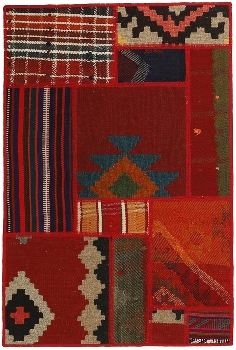Handgeknüpfter persischer Teppich &Kelim Patchwork
