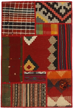 Handgeknüpfter persischer Teppich &Kelim Patchwork