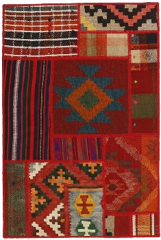 Handgeknüpfter persischer Teppich &Kelim Patchwork