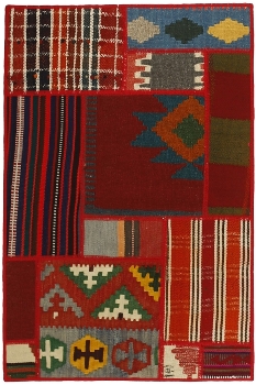 Handgeknüpfter persischer Teppich &Kelim Patchwork