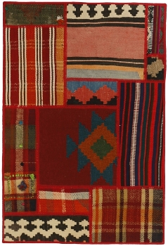 Handgeknüpfter persischer Teppich &Kelim Patchwork
