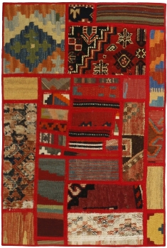 Handgeknüpfter persischer Teppich &Kelim Patchwork