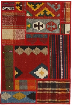 Handgeknüpfter persischer Teppich &Kelim Patchwork