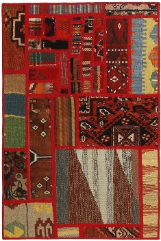 Handgeknüpfter persischer Teppich &Kelim Patchwork