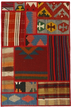 Handgeknüpfter persischer Teppich &Kelim Patchwork