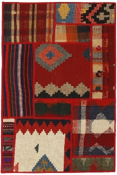 Handgeknüpfter persischer Teppich &Kelim Patchwork