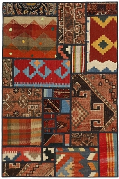 Handgeknüpfter persischer Teppich &Kelim Patchwork