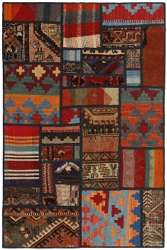 Handgeknüpfter persischer Teppich &Kelim Patchwork