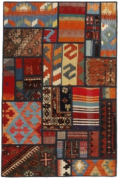 Handgeknüpfter persischer Teppich &Kelim Patchwork