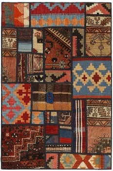 Handgeknüpfter persischer Teppich &Kelim Patchwork