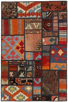 Handgeknüpfter persischer Teppich &Kelim Patchwork