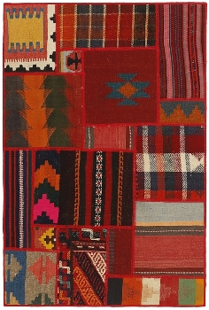 Handgeknüpfter persischer Teppich &Kelim Patchwork