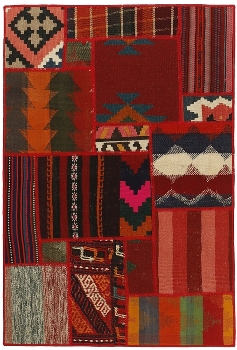 Handgeknüpfter persischer Teppich &Kelim Patchwork