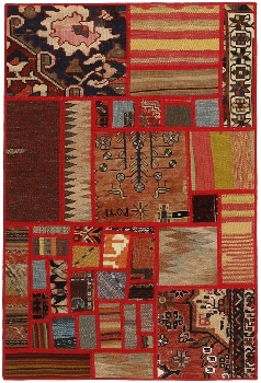Handgeknüpfter persischer Teppich &Kelim Patchwork