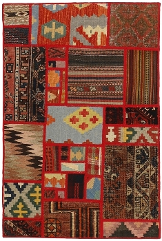 Handgeknüpfter persischer Teppich &Kelim Patchwork