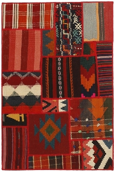 Handgeknüpfter persischer Teppich &Kelim Patchwork