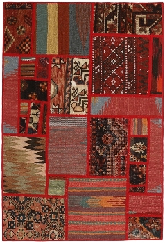 Handgeknüpfter persischer Teppich &Kelim Patchwork
