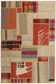 Handgeknüpfter persischer Teppich &Kelim Patchwork