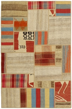 Handgeknüpfter persischer Teppich &Kelim Patchwork