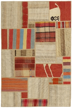 Handgeknüpfter persischer Teppich &Kelim Patchwork