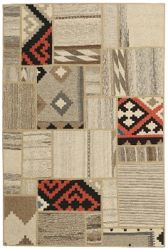 Handgeknüpfter persischer Teppich &Kelim Patchwork