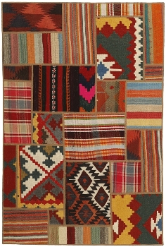 Handgeknüpfter persischer Teppich &Kelim Patchwork