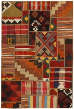 Handgeknüpfter persischer Teppich &Kelim Patchwork