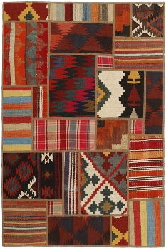 Handgeknüpfter persischer Teppich &Kelim Patchwork