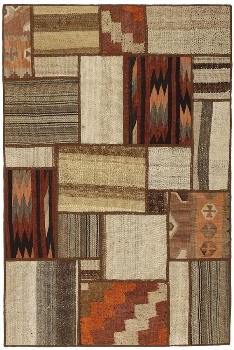 Handgeknüpfter persischer Teppich &Kelim Patchwork