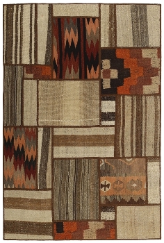 Handgeknüpfter persischer Teppich &Kelim Patchwork