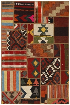 Handgeknüpfter persischer Teppich &Kelim Patchwork
