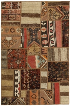 Handgeknüpfter persischer Teppich &Kelim Patchwork