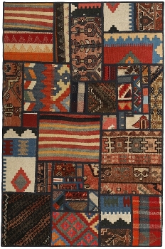 Handgeknüpfter persischer Teppich &Kelim Patchwork