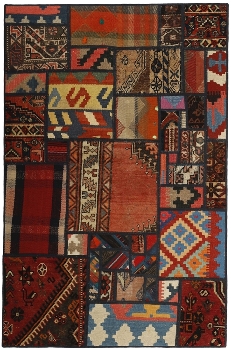 Handgeknüpfter persischer Teppich &Kelim Patchwork