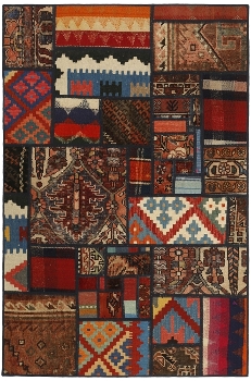 Handgeknüpfter persischer Teppich &Kelim Patchwork