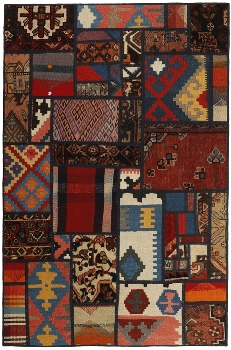 Handgeknüpfter persischer Teppich &Kelim Patchwork