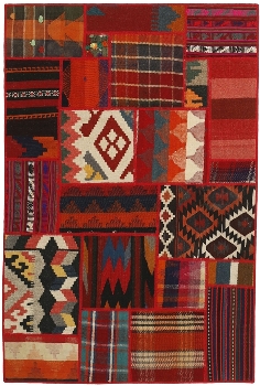 Handgeknüpfter persischer Teppich &Kelim Patchwork