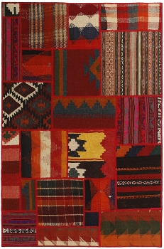 Handgeknüpfter persischer Teppich &Kelim Patchwork