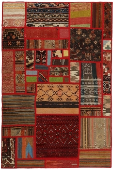 Handgeknüpfter persischer Teppich &Kelim Patchwork