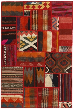 Handgeknüpfter persischer Teppich &Kelim Patchwork
